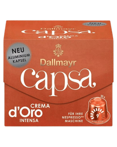 Dallmayr Capsa, dallmayr capsa lungo, dallmayr crema doro intensa, capsule compatibile Nespresso, capsule nespresso, dallmayr nespresso, dallmayr capsa crema doro, Dallmayr Capsa Crema DOro Intensa 10 capsule compatibile Nespresso