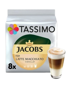 capsule tassimo, tassimo jacobs, capsule cafea, cafea jacobs, cafea tassimo, tassimo latte vanilie, Tassimo Jacobs Latte Macchiato Vanilla 16 capsule