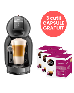 Aparat capsule cafea Krups Nescafe Dolce Gusto Mini Me KP123810 negru & gri + set 3 buc. Dolce Gusto Iced Frappe 16 capsule cafea, capsule cafea, capsule Krups, aparat capsule cafea, aparat Nescafe dolce, aparat krups gNescafe Dolce Gusto Mini Me KP123810