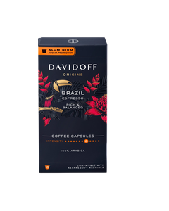 Davidoff Origins Brazil 10 capsule aluminiu compatibile Nespresso, cafea Davidoff Origins Brazil, capsule cafea Davidoff, Davidoff Brazil capsule, cafea 100% arabica, capsule cafea Brazilia, cafea espresso Davidoff, cafea premium Davidoff, Davidoff cafea 