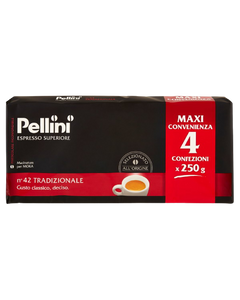 Pellini Espresso Superiore Tradizionale pachet 4 bucati cafea macinata, Pellini, Pellini Espresso Superiore N. 42 Tradizionale 250gr cafea macinata, Pellini N. 24 Tradizionale, pellini tradizionale, cafea macinata pellini, espresso, cafea pellini, cafea 2