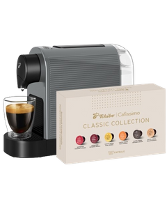 espressor tchibo, espressor tchibo cafissimo, aparat tchibo, tchibo pure plus, tchibo cafissimo pure plus gri, Tchibo Cafissimo Pure Plus Grey espressor capsule + 60 capsule Cafissimo Classic Collection CADOU
