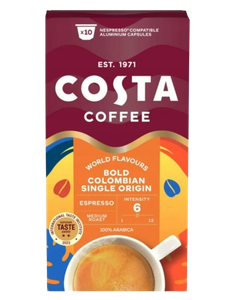 Costa Signature Blend Medium 10 capsule compatibile Nespresso, Nespresso Costa Colombian Roast Single Origin 10 capsule compatibile Nespresso