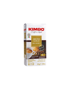 cafea aromata, cafea parfumata, cafea arabica, cafea boabe arabica Kimbo Aroma Gold cafea boabe cutie metalica 250g, Kimbo Aroma Gold cafea macinata 250g
