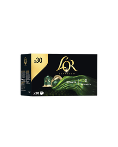 
L'OR Espresso Brazil 30 capsule compatibile Nespresso, L'OR Espresso Brazil, L'OR Brazil 30 capsule, capsule cafea L'OR Brazil, capsule compatibile Nespresso, L'OR Espresso capsule, cafea Arabica, capsule cafea aluminiu