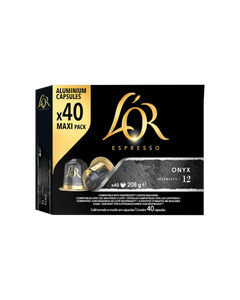 
L'Or Espresso Onyx 40 capsule aluminiu compatibile Nespresso, L'OR Espresso Onyx, L'OR Onyx 40 capsule, capsule cafea L'OR Onyx, capsule compatibile Nespresso, L'OR Espresso capsule, cafea Arabica, capsule cafea aluminiu
