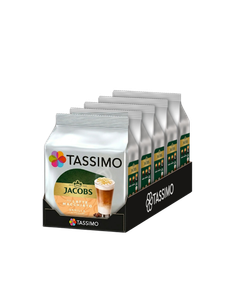 Pachet Tassimo Jacobs Latte Macchiato Vanilla 80 capsule (40 bauturi), pachet capsule tassimo, tassimo jacobs, capsule cafea, cafea jacobs, cafea tassimo, tassimo latte vanilie, Tassimo Jacobs Latte Macchiato Vanilla 16 capsule, capsule tassimo jacobs, ca