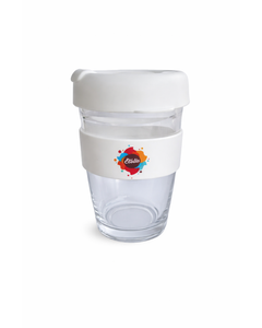 Pahar Termos Latte din sticlă cu capac alb din silicon Etolia 300ml