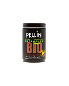 Pellini BIO cutie metalica 250g cafea macinata, cafea bio, cafea boabe pellini, cafea bio pellini, pellini boabe, pellini top