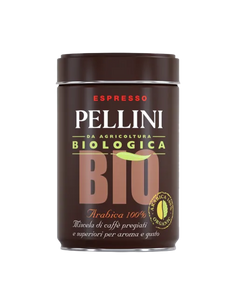 Pellini BIO cutie metalica 250g cafea macinata, cafea bio, cafea boabe pellini, cafea bio pellini, pellini boabe, pellini top