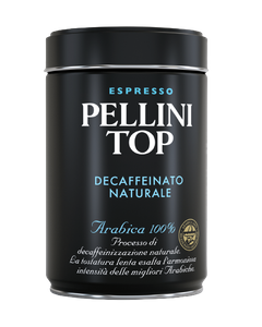 Pellini Top, Pellini Top Decaffeinato cutie metalica 250gr cafea macinata, cafea pellini, cafea boabe pellini, pellini top, pellini top macinata, cafea macinata pellini