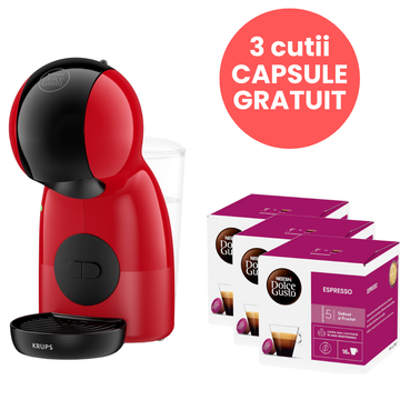 Aparat capsule cafea Krups Nescafe Dolce Gusto Piccolo XS KP1A3510 negru & rosu, aparat capsule cafea, espressor capsule, Krups Dolce Gusto, espressor manual, aparat cafea Dolce Gusto, Aparat capsule cafea Krups, Aparat capsule cafea Nescafe Dolce Gusto