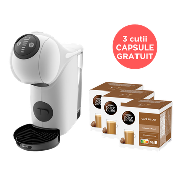 Aparat capsule cafea Krups Nescafe Dolce Gusto Genio S KP243110 alb cu functie XL + set 3 cutii cafea capsule Dolce Gusto GRATUIT, capsule cafea, capsule Krups, aparat capsule cafea, aparat Nescafe dolce, aparat krups Nescafe Dolce Gusto Genio S KP243110
