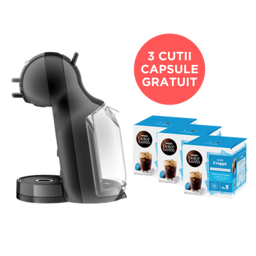 Aparat capsule cafea Krups Nescafe Dolce Gusto Mini Me KP123810 negru & gri + set 3 buc. Dolce Gusto Iced Frappe 16 capsule cafea, capsule cafea, capsule Krups, aparat capsule cafea, aparat Nescafe dolce, aparat krups gNescafe Dolce Gusto Mini Me KP123810