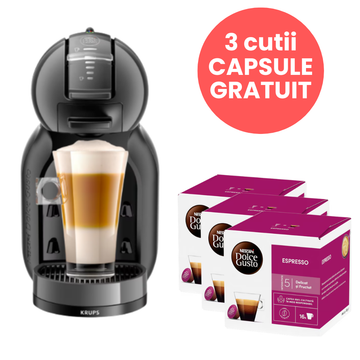 Aparat capsule cafea Krups Nescafe Dolce Gusto Mini Me KP123810 negru & gri + set 3 buc. Dolce Gusto Iced Frappe 16 capsule cafea, capsule cafea, capsule Krups, aparat capsule cafea, aparat Nescafe dolce, aparat krups gNescafe Dolce Gusto Mini Me KP123810