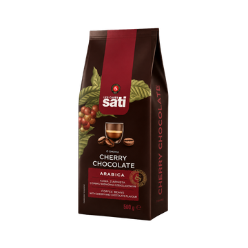 Cafe Sati Cherry Chocolate 500g cafea boabe, Cafe sati boabe, Cafe Sati cafea boabe, cafea Sati Cherry Chocolate, cafea Cafe Sati boabe, cafea boabe 500g, cafea Cafe Sati 500g, cafea boabe parfumata, cafea boabe cremoasa, cafea aromata, espresso, cafea es