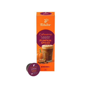 Tchibo Cafissimo Pumpkin Spice, capsule Tchibo Pumpkin Spice, capsule Tchibo Cafissimo, capsule cafea Tchibo, cafea Tchibo Pumpkin Spice, capsule cafea aromata, cafea pumpkin spice, cafea cu aroma de dovleac, cafea cu condimente, capsule espresso Tchibo
