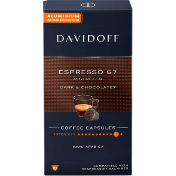 Davidoff Espresso 57 capsule aluminiu compatibile Nespresso, capsule nespresso, cafea nespresso, davidoff capsule, capsule davidoff nespresso, davidoff fine aroma capsule, cafea nespresso davidoff, capsule cafea, capsule cafea aluminiu, capsule cafea davi