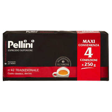 Pellini Espresso Superiore Tradizionale pachet 4 bucati cafea macinata, Pellini, Pellini Espresso Superiore N. 42 Tradizionale 250gr cafea macinata, Pellini N. 24 Tradizionale, pellini tradizionale, cafea macinata pellini, espresso, cafea pellini, cafea 2