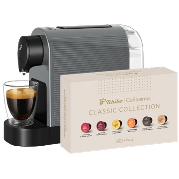 espressor tchibo, espressor tchibo cafissimo, aparat tchibo, tchibo pure plus, tchibo cafissimo pure plus gri, Tchibo Cafissimo Pure Plus Grey espressor capsule + 60 capsule Cafissimo Classic Collection CADOU