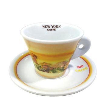 New York Caffe BIO cesti ceramice espresso cu farfurii 6 buc