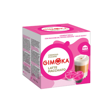 Gimoka Latte Macchiato Dolce Gusto 8 capsule cafea + 8 capsule lapte, Gimoka Latte Macchiato, capsule compatibile Dolce Gusto, nescafe dolce gusto