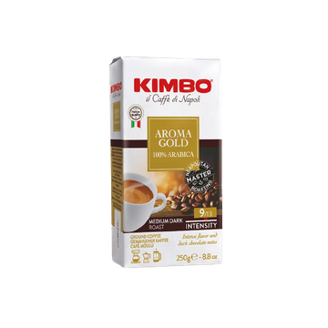 cafea aromata, cafea parfumata, cafea arabica, cafea boabe arabica Kimbo Aroma Gold cafea boabe cutie metalica 250g, Kimbo Aroma Gold cafea macinata 250g
