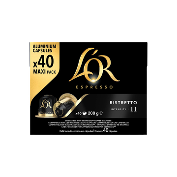 L'Or Espresso Ristretto 40 capsule aluminiu compatibile Nespresso, L'OR Espresso Ristretto, L'OR Ristretto 40 capsule, capsule cafea L'OR Ristretto, capsule compatibile Nespresso, L'OR Espresso capsule, cafea Arabica, capsule cafea aluminiu