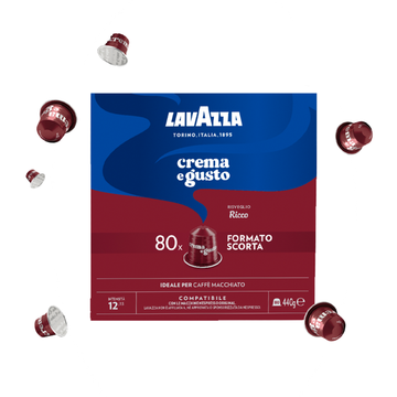 Lavazza Crema e Gusto Ricco 80 capsule aluminiu compatibile Nespresso, capsule nespresso, capsule cafea, capsule cafea lavazza, capsule lavazza crema e gusto ricco, capsule cafea lavazza nespresso, cafea capsule nespresso