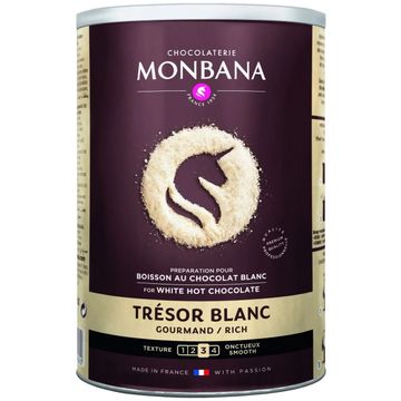 Monbana Tresor ciocolata calda alba cutie metalica 500g