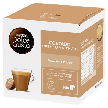 Nescafe Dolce Gusto Cortado Espresso Macchiato 16 capsule, Nescafe Dolce Gusto Cortado, Nescafe Cortado, Espresso Macchiato, capsule cafea Nescafe, capsule Dolce Gusto, cafea Dolce Gusto Cortado, Nescafe capsule, Cortado Espresso Macchiato, capsule compat