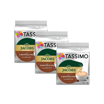 Pachet 3 x Tassimo Jacobs Cappuccino Classico 8 capsule cafea + 8 capsule lapte (24 bauturi), Tassimo Jacobs, capsule cafea tassimo, capsule tassimo, Tassimo Jacobs Cappuccino classico, cafea tassimo, tassimo Jacobs cappuccino, capsule jacobs tassimo, cap