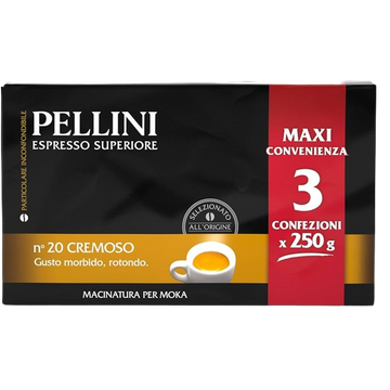 Pellini Espresso Superiore N. 20 Cremoso 3x250g cafea macinata, pellini espresso superiore, cafea pellini, cafea espresso, cafea pellini espresso superiore pachet, pachet 3 buc pellini, cafea pellini n20 cremoso, pellini cremoso, cafea macinata pellini, p