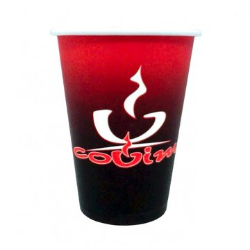 Covim pahare carton rosu-negru 6oz 50 buc