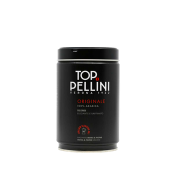 Pellini Top, cafea Pellini, Pellini macinata, cafea, cafea macinata, cafea pellini, cutie, cutie cafea, cutie Pellini, Pellini Top cutie metalica 250gr cafea macinata
