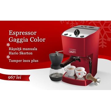 Gaggia Espresso Color plus rasnita manuala Hario plus tamper inox