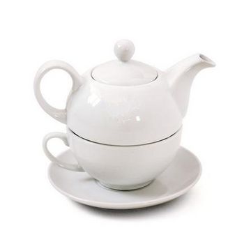 Tea For One set ceainic alb din ceramica