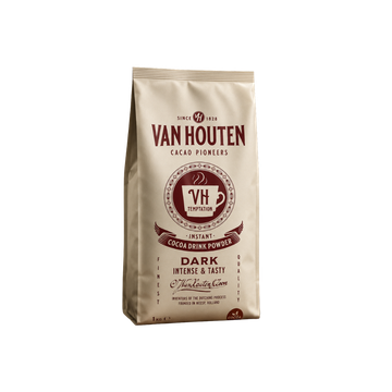 Van Houten Dream Choco Drink Temptation UTZ este o ciocolata calda cu un continut de 21% cacao, cu un corp cremos si fin si un gust bogat de ciocolata neagra. Gustul sau premium face din Temptation o bautura foarte cautata de amatorii de ciocolata calda. 