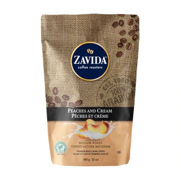 Zavida Peach & Cream cafea boabe cu aroma de piersici si frisca 340gr