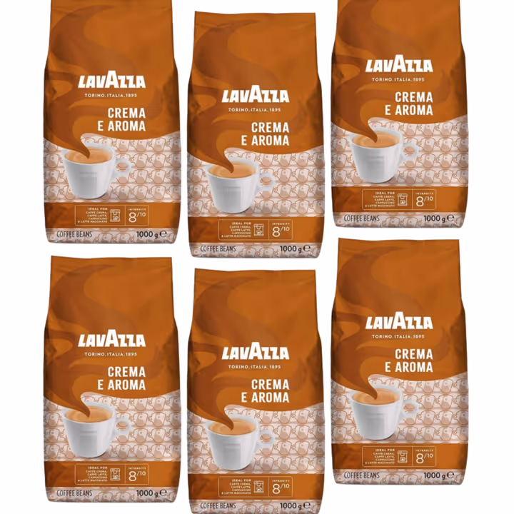 Pachet 6 x Lavazza Crema e Aroma cafea boabe 1kg