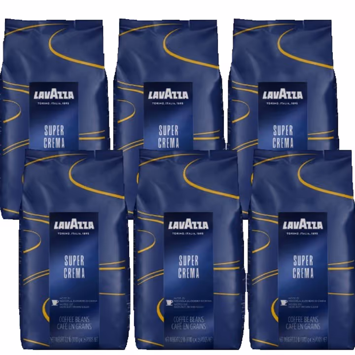 Pachet 6 x Lavazza Super Crema cafea boabe 1kg