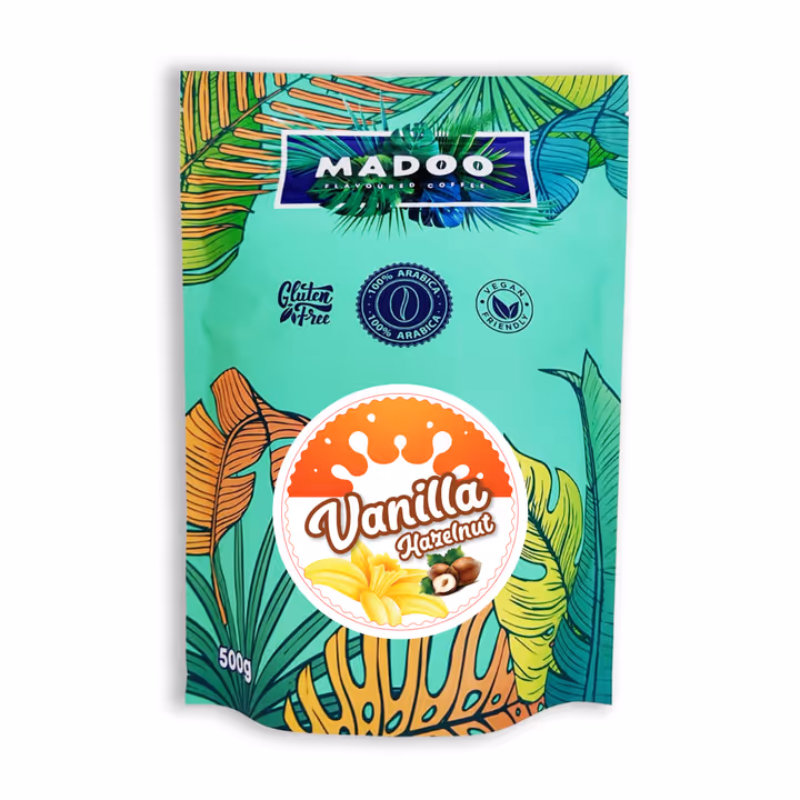 Madoo Vanilla Hazelnut cafea boabe cu aroma de vanilie si alune 500g